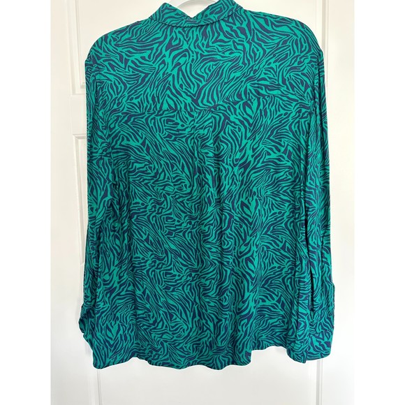 Sugarhill Brighton Retro Wild Night Button Down, Size 8, Green and Navy - Picture 2 of 4